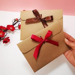 10Pcs/Set Excellent Red Envelope Bags Handmade Bow Tie Envelopes Eco-friendly Gift European Style Kraft Paper Envelopes