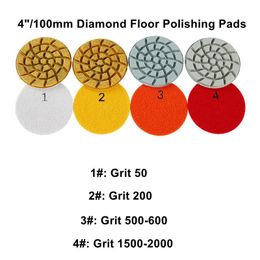 4PCS/Set 4Inch 100mm Diamond Polishing Pads For Granite Concrete Floor Marble Stone 4 Seps Grinding Discs Wet Use Abrasive Tools