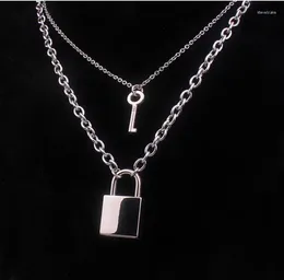 Pendant Necklaces 2024 Harajuku 90s Aesthetic Accessories Chains Punk Padlock Rock Hip Hop Jewellery Key Lock Igirl Necklace E Boy Girl