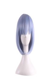 WoodFestival pink blue anime wigs short straight bob wig cosplay heat resistant fiber synthetic hair bangs1282109