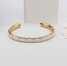 2024 Luxury quality charm opened bangle with white Colour designer in 18k gold plated have stamp box PS7699B