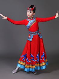 Tibetan Mongolian Traditional Ancient Chinese Dance Costume National Performance Hanfu Clothing Ethnic Minority Rave Outfit