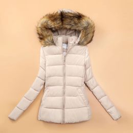 Autumn Female Jacket 2023 Hooded Winter Coat Fake Fur Collar Parkas Woman Plus size S-6XL Women Warm Outerwear Short Down Jacket