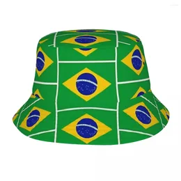 Berets Brazil National Flag Bucket Hats Panama Hat Children Bob Outdoor Fashion Fisherman For Summer Fishing Unisex Caps
