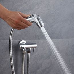 Silver Bathroom Toilet Bidet Faucet Sprayer ABS Shower Head Spray Gun water hose set kit Self Cleaning douchette wc Handheld B4