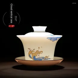 Teaware Sets High White Porcelain Cover Bowl Jade Household Set Tea Maker Single Cup Gaiwan Sopera De Ceramica