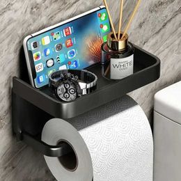 Toilet Paper Holders Toilet Paper Holder Wall-Mounted Paper Roll Holder Storage Tray Toilet Organizer Phone Stand Bathroom Accessories 240410