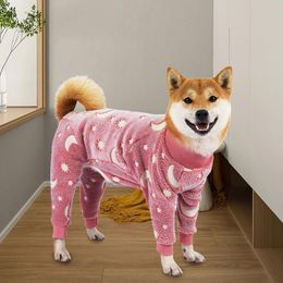 Dog Winter Clothes Pet Flannel Pyjamas Cute House Clothes for Medium and Large Dogs High Elastic Four Legs Warm Coat Costume