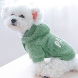 Dog Winter Paris Alphabet Clothes Velvet Thermal Clothes Dog Hoodie Coat Thermal Doggie Outfits for Small Dogs French Bulldog