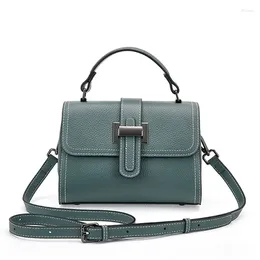 Drawstring 2024 Genuine Leather Shoulder Bags For Women High Quality Satchels Ladies Messenger Bag Luxury Handbags Designer Blue