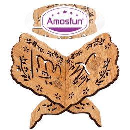 Book Stand Holder Wooden Quran Display Wooden Book Shelfs Recipe Reading Eid Bracket Wood Cookbook Bookshelf Read Home Ramadan