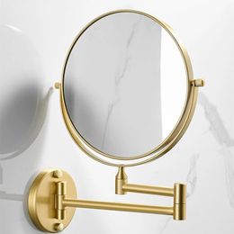 Bathroom Makeup Mirrors 6 inch Wall Mounted Bathroom Mirror 360 Degree Telescopic Folding 2-Face Double Bath Cosmetic Mirrors