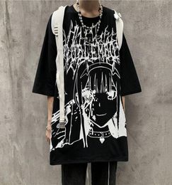 Men039s TShirts Emo Women Men Gothic Anime T Shirt Hip Hop Top Tees Oversized Streetwear Harajuku Tshirt Short Sleeve Alt Tee3639692