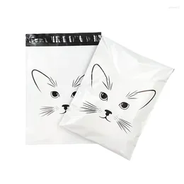 Gift Wrap 10Pcs/Lot White Plastic Courier Bag Cute Tiger Pattern Delivery Bags Waterproof Poly Mailers 10x13 Inch Express Packing Envelope