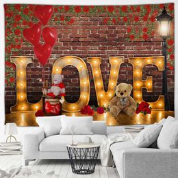 Valentines Day decorative tapestry rose Tapestries love tapestry holiday gift party background decorative hanging cloth R0411 1