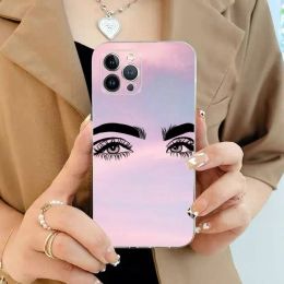 Eye Wink Eyelashes Phone Case For iPhone XR X XS Max 14 13 Pro Max 11 12 Mini 6 7 8 plus SE 2020 Printing Cover