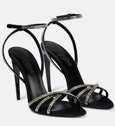 2024 Summer Sexy Jerry Women Sandals Scarpe Scarpe in cristallino in gamba nera con fibbie alti tacchi alti cingola nero abito da sposa eu35-43