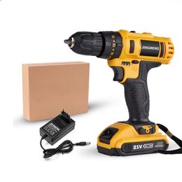 21V Electric Cordless Drill Rechargeable Mini Screwdriver Lithium Battery Household Multifunction 2 Speed Power Tools 240407