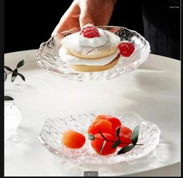 Plates Irregular Crystal Glass Plate Salad Fruit Dish Dim Sum Sushi Cake Pan Cup Saucer Dessert Bowl