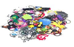 random mix style keychains pvc soft rubber cartoon anime key ring fashion accessories party gift whole3996546