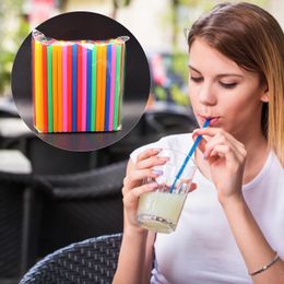 Drinking Straws Colour Disposable Flat Mouth Thick 11 X 210 MM Straight Tube Drink Milk Tea Straw Bar Accessories Party Decor 100 Packs