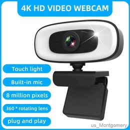 Webcams High definition 4K network camera with fill light and microphone USB interface suitable for on-site video conference laptops