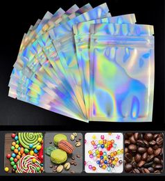 Holographic Color Multiple Size Smell Proof Bags 100 pieces Resealable Mylar Bags Clear Zip Lock Food Candy Storage Packing Bags3187644