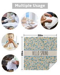 Spring Flower Daisy Table Napkin Set Wedding Banquet Table Cloth Soft Tea Towels Dinner Table Handkerchief