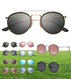 fashion sunglasses Round Double Bridge model real top quality women men sun glasses with blk or brown leather case and retail p5872415
