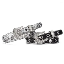 Belts Metal Buckle PU Leather Belt Punk Wide Side Crystal Rhinestone Waist Waistband Decor Y2k Jeans Decoration Daily