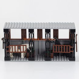 MOC0012 City Farm Series Horse Animal Stables Brick Street View Building Blocks Educational Toys For Children Friends For Girl