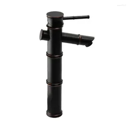 Bathroom Sink Faucets Single Hole Black Oil Rubbed Brass Bamboo Style Handle Lever Vessel Basin Faucet Mixer Water Tap Ahg029