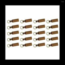 Hooks 20 PCS Unfinished Wood Keychain Blanks Rectangle Leather Blank Wooden Walnut With Keyring For DIY