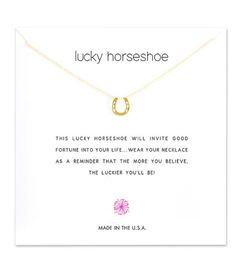 With card Silver and gold Colour cute Dogeared Necklaces with U pendant Lucky horseshoe Necklace Blessing Card Necklace5031618