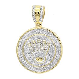 Natural Crown Diamond Hip Hop Pendant For Men's 14K Gold