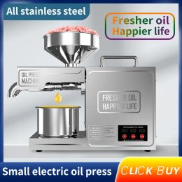 Pressers DEAROKB03 Household Oil Press Oil Extraction Machine Cold Heat Olive Sunflower Seeds Hydraulic Intelligent Stainless Steel 820W