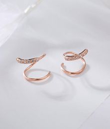 100 Real 925 Sterling Silver Spiral Stud Earrings for Women Korea Rose Gold Geometric Ear Jewellery Christmas Gifts YME5928189292