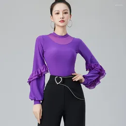 Stage Wear Ballroom Dance Performance Costume Women Latin ChaCha Training Clothes Waltz Tango Standard Dancing Tops Bodysuit DL11688