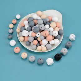 LOFCA Silicone Bulk Beads Food Grade Safe Teether Baby Chewable Teething Teether Accessories DIY Bracelet Jewelry Making