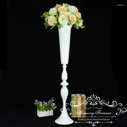 Party Decoration White Floral Vase For Wedding Centrepieces Table Flower Elegant Metal Trumpet Event Decorative Rack