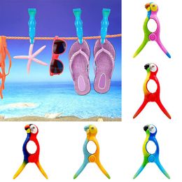 2 Pcs Cute Beach Chair Towel Clips Elastic Spring Clothes Clips Large Jaw Fix Towel Home Sock-airing Clips