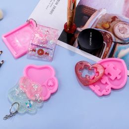 Dog Paw Print Resin Moulds Heart Shape Keychain Casting Silicone Moulds for Key Chain Pendant Making Epoxy Resin Craft Jewellery DIY