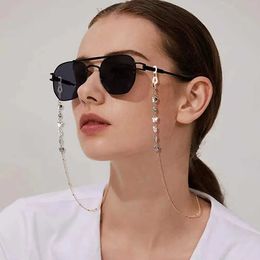 Eyeglasses chains Glasses Chain Colorful Crystal Butterfly Beads Chain Glasses Stand with Womens Sweater Necklace Layered Bracelet C240411
