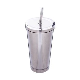 500ml Stainless Steel Vacuum Insulated Tumbler Bottle Travel With Straw And Lid Water Mug Glass Outdoors Car - Silver Rose Steel T269g