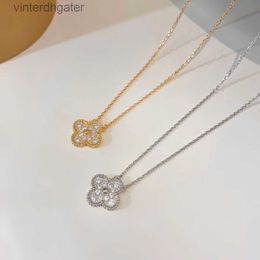 High End Vancelfe Brand Designer Necklace 925 Sterling Silver Clover Necklace Plated with 18k Gold Full Diamond Lucky Trendy Designer Brand Jewelry