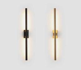 Modern simple linear tube LED wall lamp up down background opposite wall light LED bedside foyer corridor black gold LED sconce 216731551