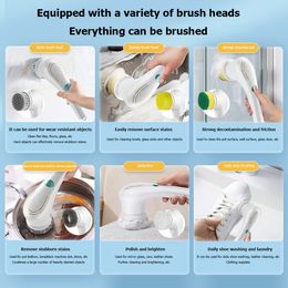 Electric Cleaning Brush For Kitchen Bathroom Bathtub 5-in-1 USB Charging Wash Brush Kitchen Cleaning Tool Dishwashing Cleaner