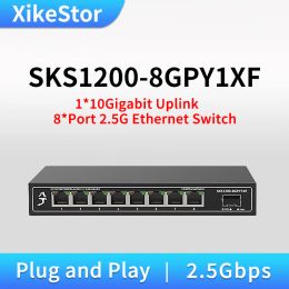 Switches XikeStor 8 Port 2.5G Ethernet Switch BASET Network Switcher 10Gigabit Uplink Plug and Play Hub Internet Splitter Fanless