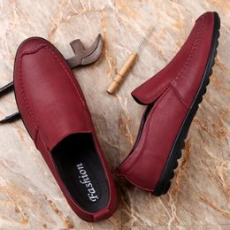 Casual Shoes Genuine Leather Mens Flats Male Loafers Summer Men Driving Soft Breathable Business Footwear Slip On