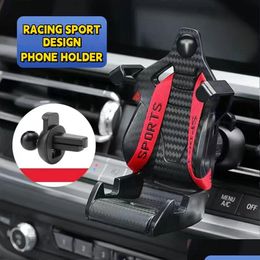 Other Interior Accessories Carbon Fiber Racing Sport Design Unniversal Car Air Outlet Vent Navigation Phone Holder Cell Mounts Stand S Otzjl